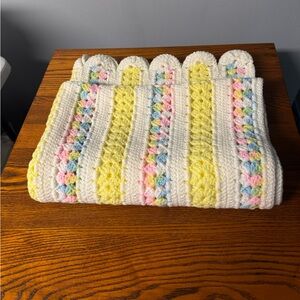 Handmade crochet baby blanket 50” x 32”
